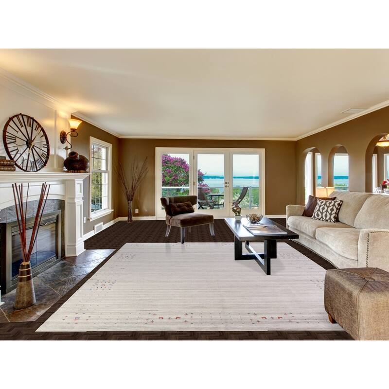 Gabbeh Indian Area Rug Handmade Living Room Silk Carpet - 8'11" x 11'7"