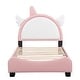 preview thumbnail 6 of 16, Cute Twin Size Upholstered Bed with Unicorn Shape Headboard, Platform Bed with Headboard and Footboard