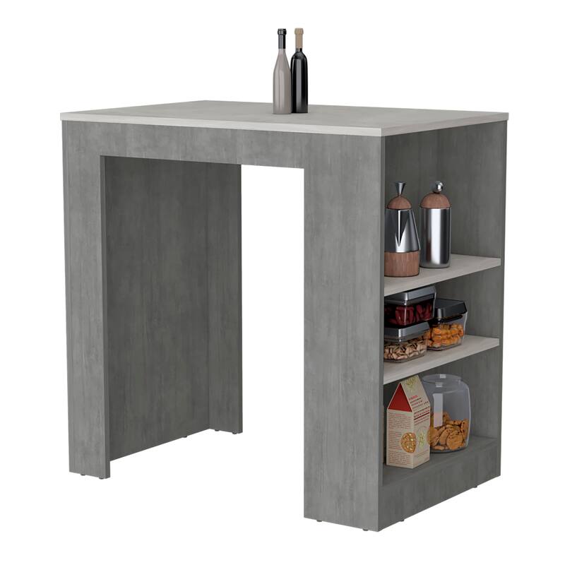 Portree Kitchen Island with 3-Side Shelves