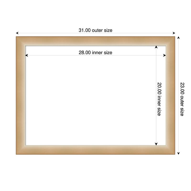 Amanti Art Eva Black Silver Narrow Framed Dry Erase Magnetic Board - 31 x 23 in - Eva Ombre Gold Narrow