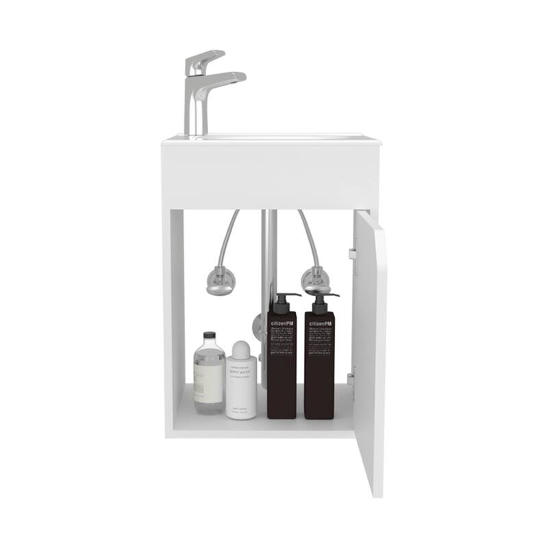 15.5" Wall Mounted Bathroom Sink Set with Cabinetry