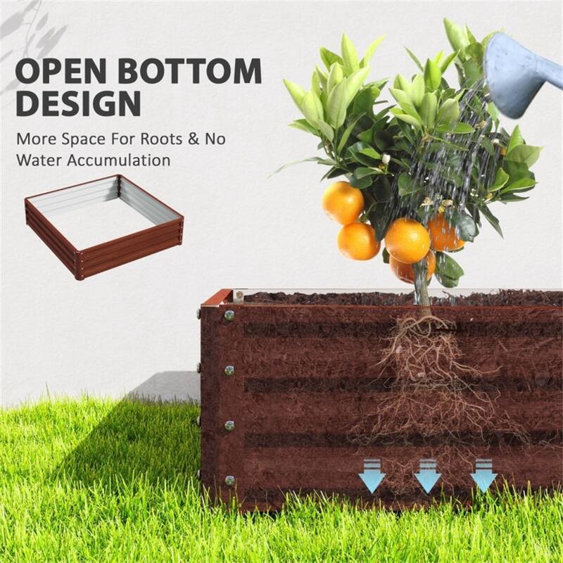 Galvanized Steel Raised Garden Bed with Drainage and Rust-Resistant - 47.25" L x 47.25" W x 11.75" H