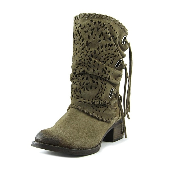Naughty Monkey Vamp Phyer Pointed Toe Suede Mid Calf Boot