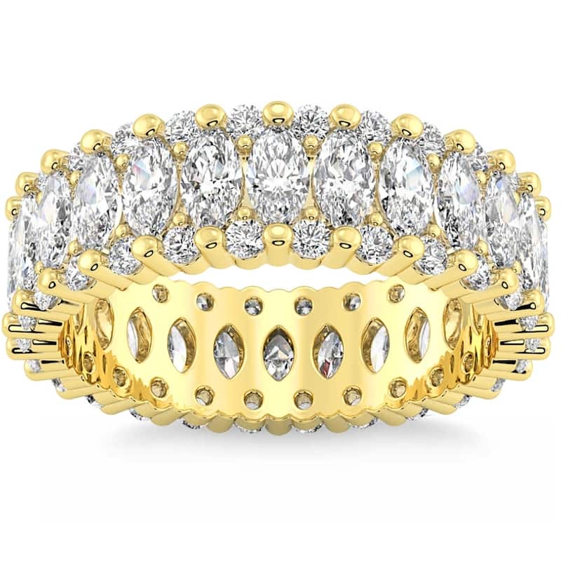 6 Ct Marquise Diamond Eternity Ring Gold Lab Grown Womens Eternity Band