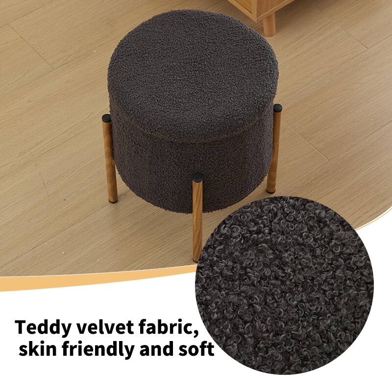 Modern Round Storage Ottoman, Ottoman Foot Stools With Metal Base,Ottoman Footstool with Removable Lid Storage Ottoman