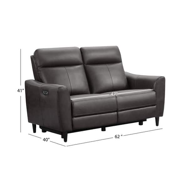 dimension image slide 1 of 2, Abbyson Ludovic Leather Power Reclining Loveseat with Power Headrest