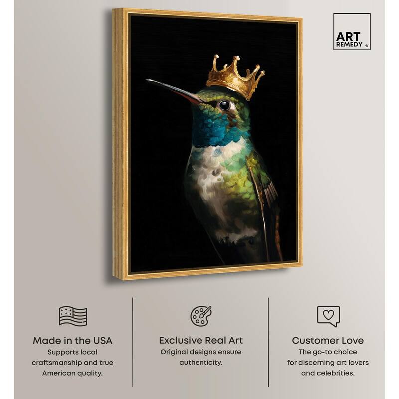 Crowned Azure Bird I Canvas by Art Remedy