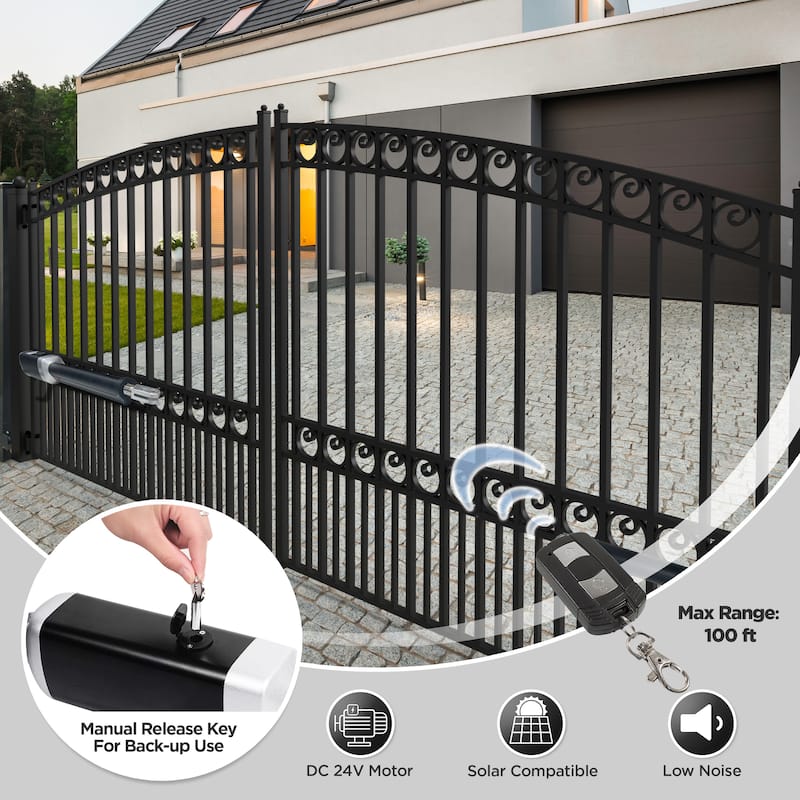 ALEKO GG1300SLV Solar Powered Dual Swing Gate Opener for Gates Up to 1760 lb