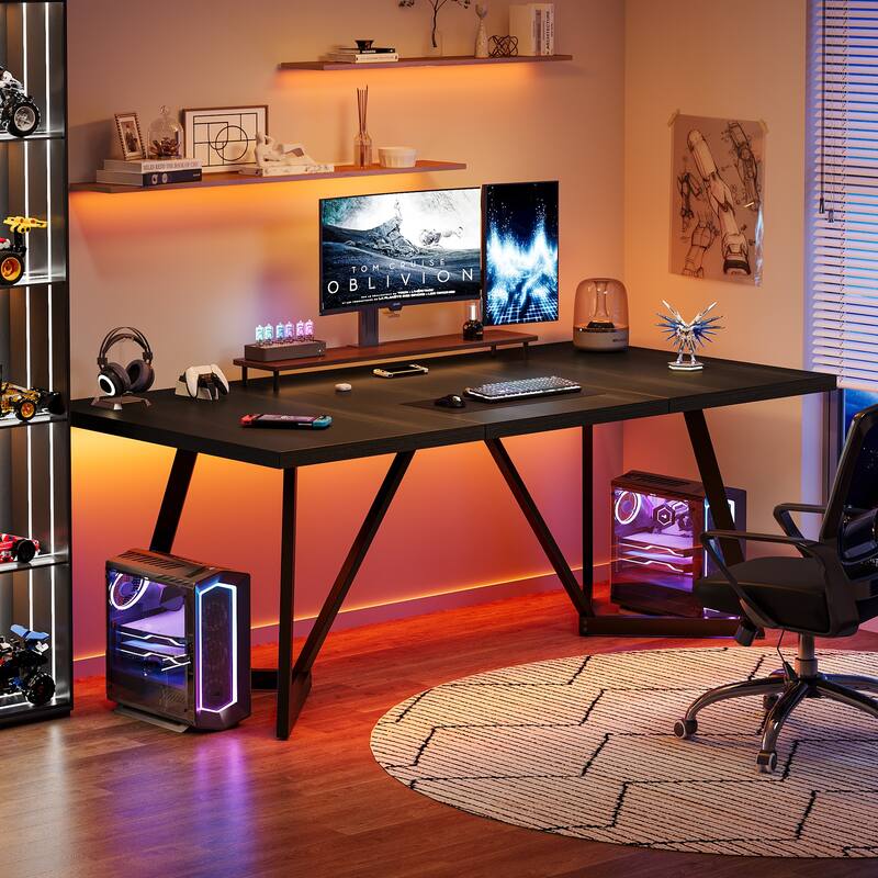 71-Inch Black Home Office Computer Desk Study Writing Table