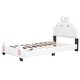 preview thumbnail 9 of 7, Pink+White Kids Twin Upholstered Platform Bed Frame with Cute Headboard and Footboard, Wooden Cartoon Platform Bed