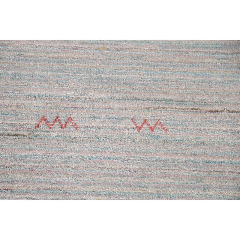 Beige Tribal Gabbeh Area Rug Hand-Knotted Wool Carpet - 8'9"x 11'8"