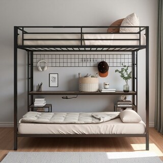 Full over Twin Metal Bunk with Desk & Charging - Bed Bath & Beyond ...