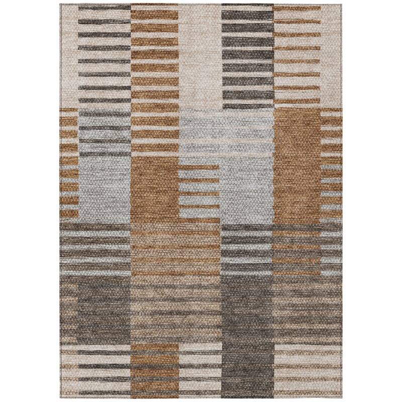 HomeRoots Striped Transitional Rectangle Outdoor Rug