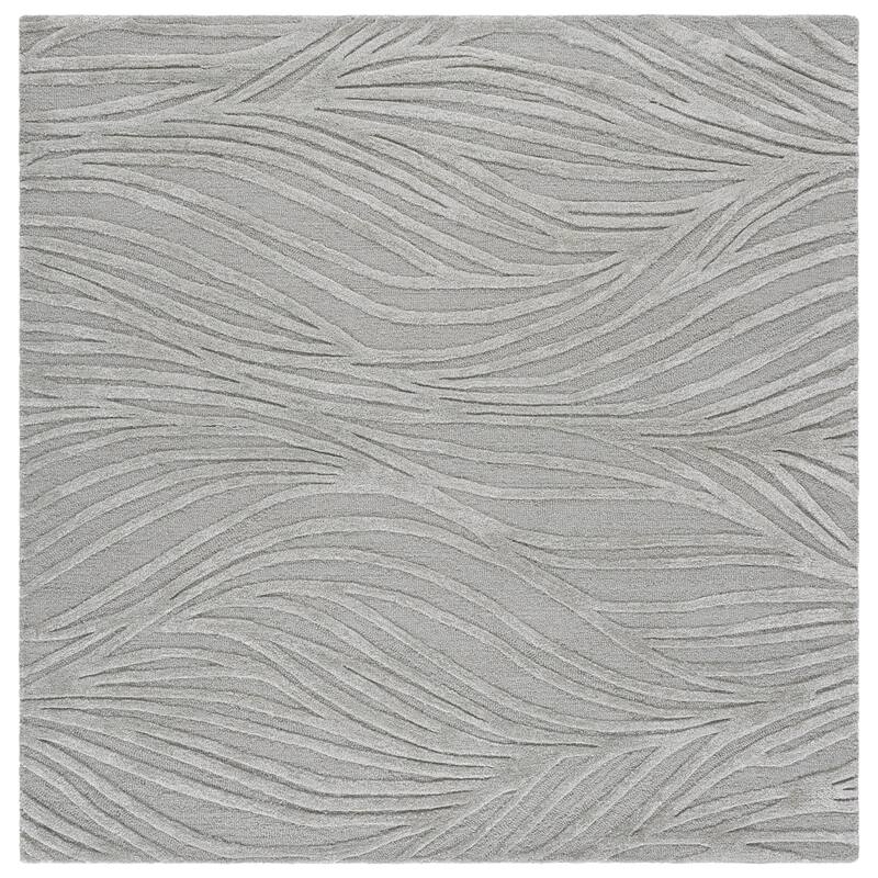 SAFAVIEH Handmade Glamour Fortunata Contemporary Wool Rug - 6' Square - Light Grey/Ivory