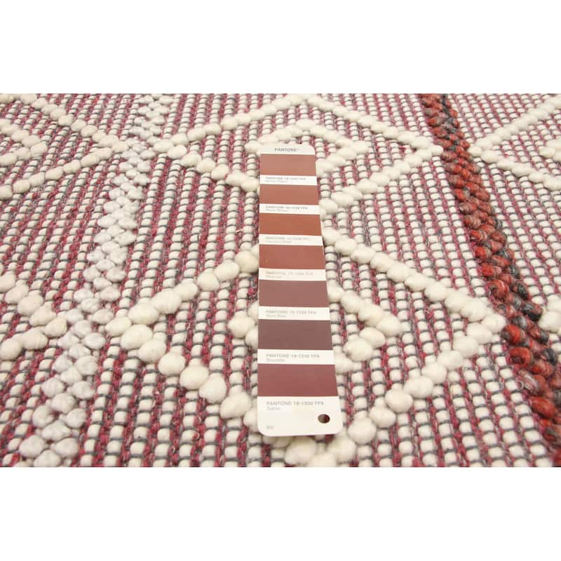 ECARPETGALLERY Braid weave Sienna Burgundy Wool Rug - 5'1 x 7'9