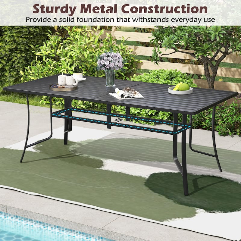 Gymax 9PCS Patio Dining Set Rectangular Table & Stackable Chairs