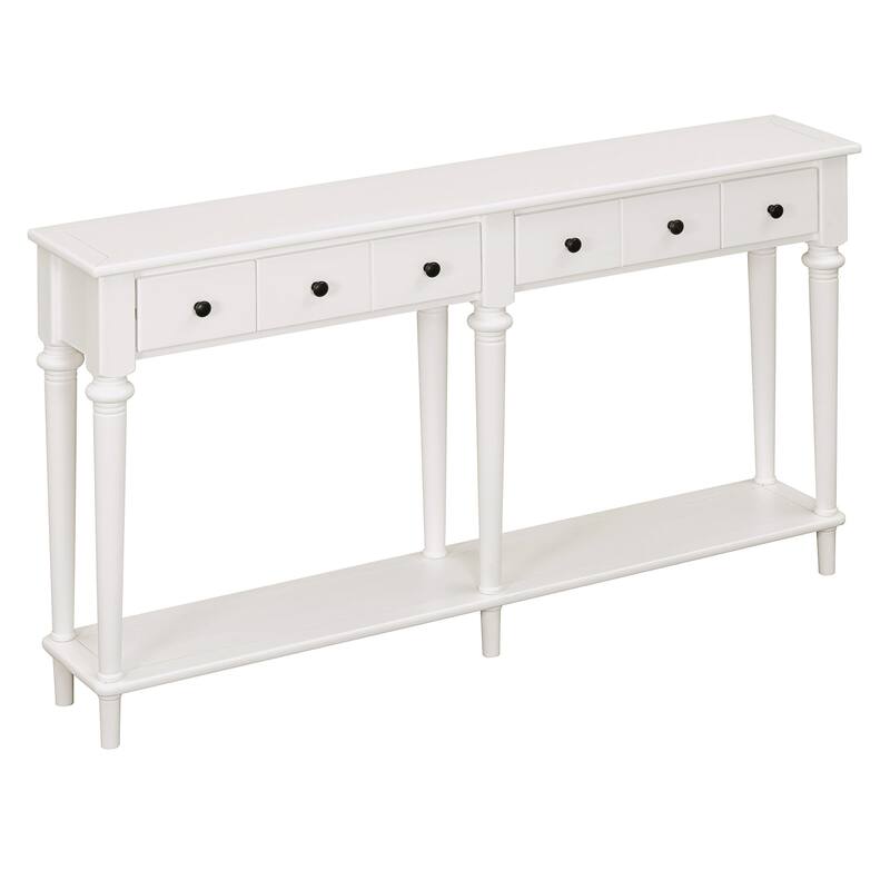Console Table with Open Shelf and 4 Drawers