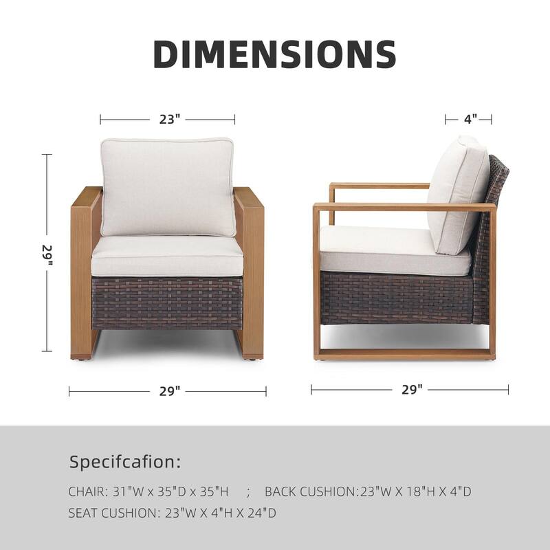 Gymojoy Outdoor Club Chair with Soft Cushion Weather-resistance