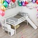 preview thumbnail 10 of 16, Twin Size Loft Bed With Staircase,Storage,Slide,Full-length Guardrails White