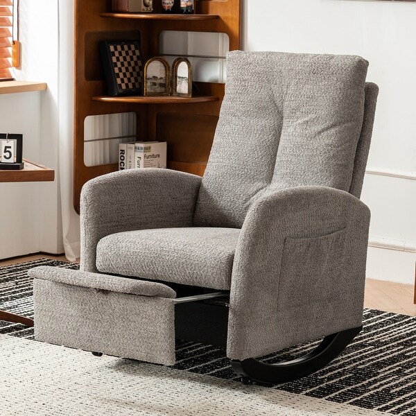 Rocking Chair with Footrest Nursery Glider Chair with Rubber Wood Legs Side Pocket High Back Nursing Chair Bed Bath Beyond 39912399