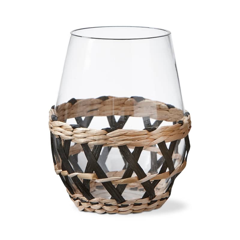 16 oz. Island Clear Glass with Black Straw Sleeve Dishwasher Safe Beverage Glassware Dinner Party Wedding Resturant
