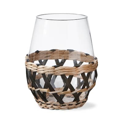 16 oz. Island Clear Glass with Black Straw Sleeve Dishwasher Safe Beverage Glassware Dinner Party Wedding Resturant