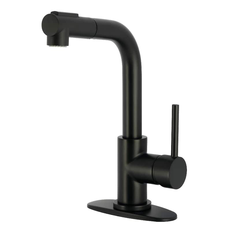 Kingston Brass Essex Double-Handle Wall-Mount Pre-Rinse Bridge Kitchen Faucet - Matte Black
