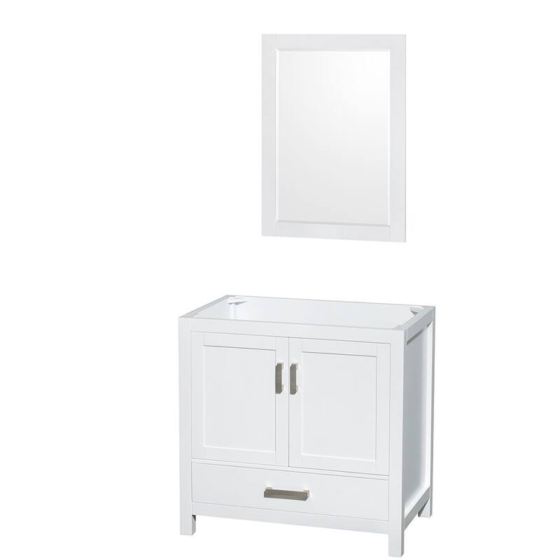 Wyndham Collection Sheffield 36" Hardwood Vanity Cabinet and Mirror - - White - Colored