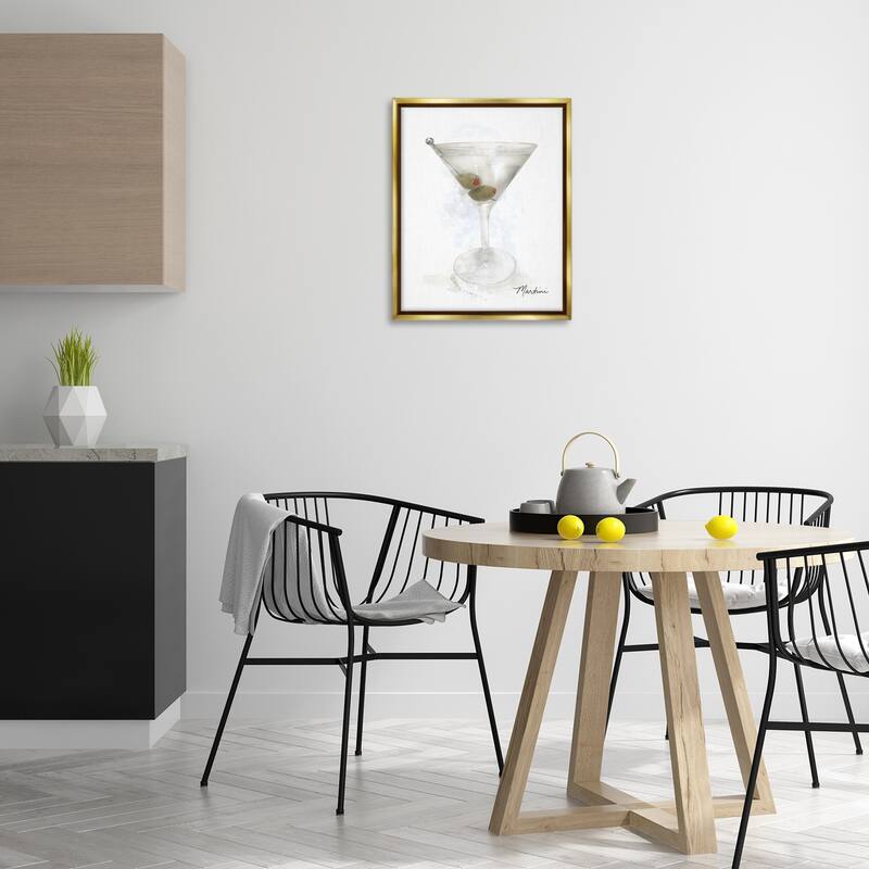 Stupell Soft Muted Martini Framed Floater Canvas Wall Art Design By Matthew Piotrowicz