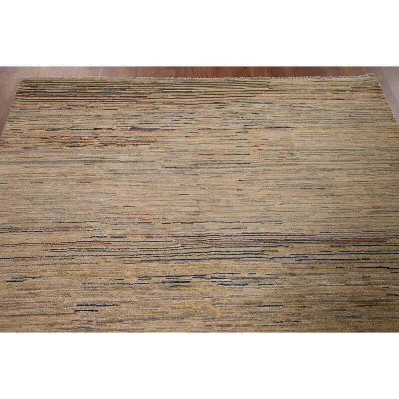 All-Over Gabbeh Kashkoli Oriental Area Rug Hand-knotted Wool Carpet - 4'11" x 6'7"