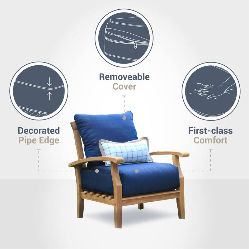 Cambridge Casual Leon 5-Piece Teak Patio Conversation Set with Cushions