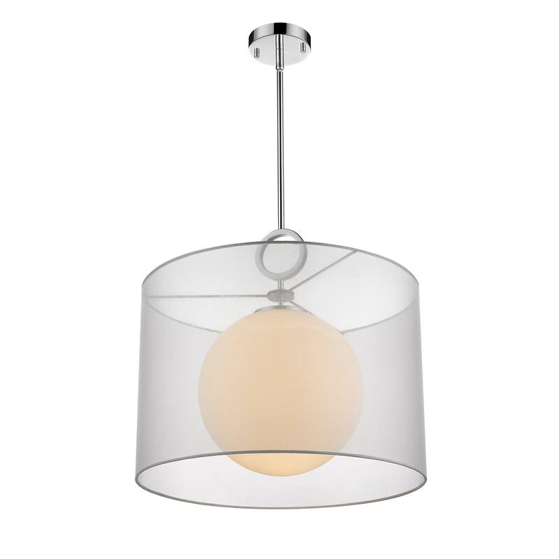 Arosia 1 Light 20 inch Chrome + White Pendant Light