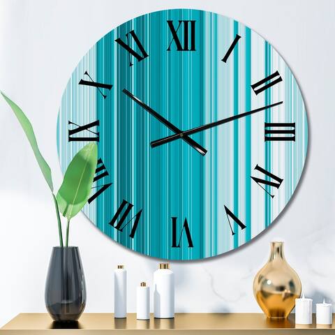 Designart 'Turquoise Vertical Stripes' Patterned wall clock