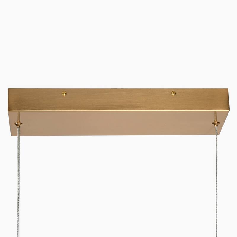 Modern Gold LED 5-Light Linear Art Glass Chandelier Kitchen Island Light - W45" x H71.2" Max