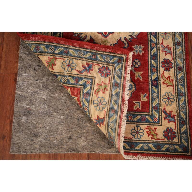 Geometric Kazak Accent Rug Traditional Handmade Red Wool Carpet - 2'0" x 3'0"
