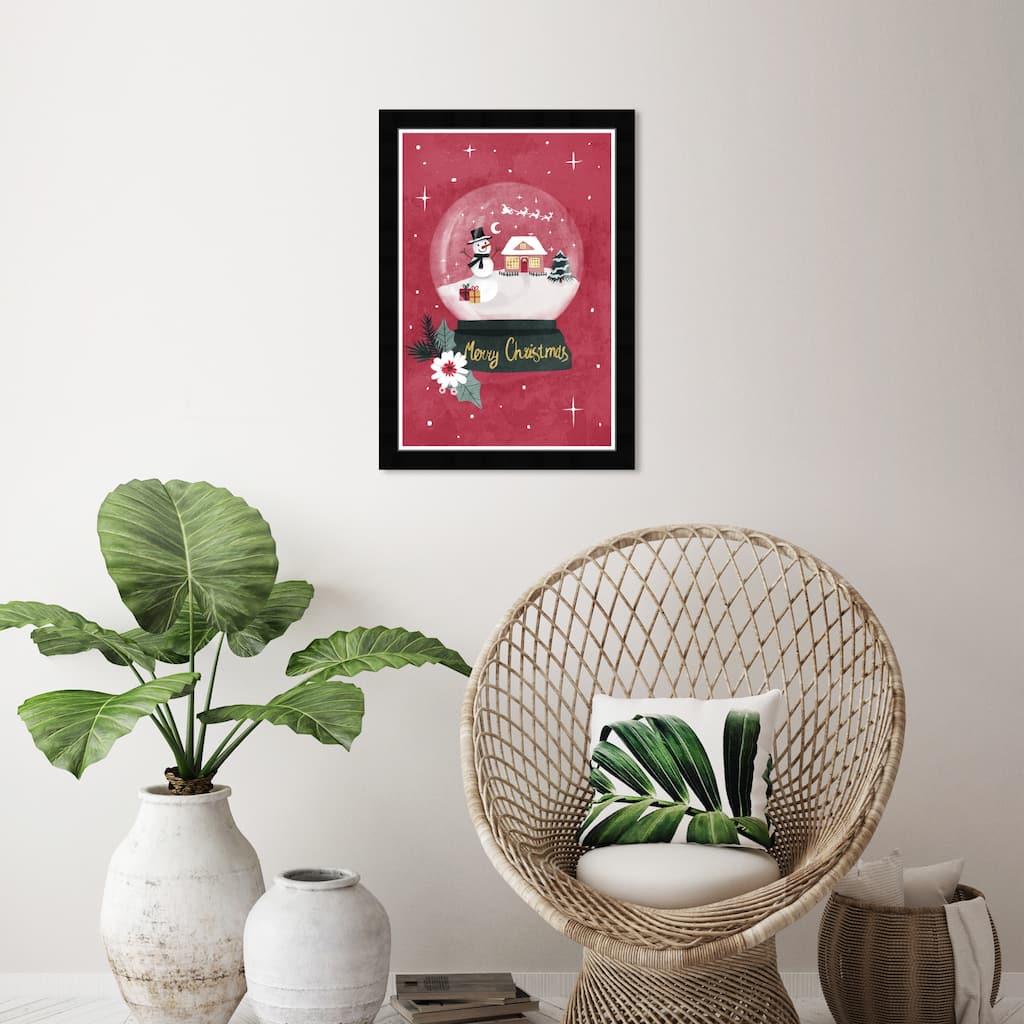 Wynwood Studio Prints Holiday and Seasonal Holiday Snowglobe Red Red and Modern & Contemporary Wall Art Canvas Print