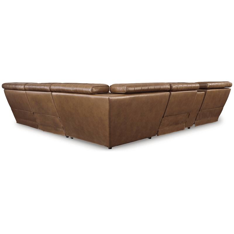Signature Design by Ashley Temmpton Medium Brown 6-Piece Power Reclining Sectional - 124"W x 110"D x 34"H