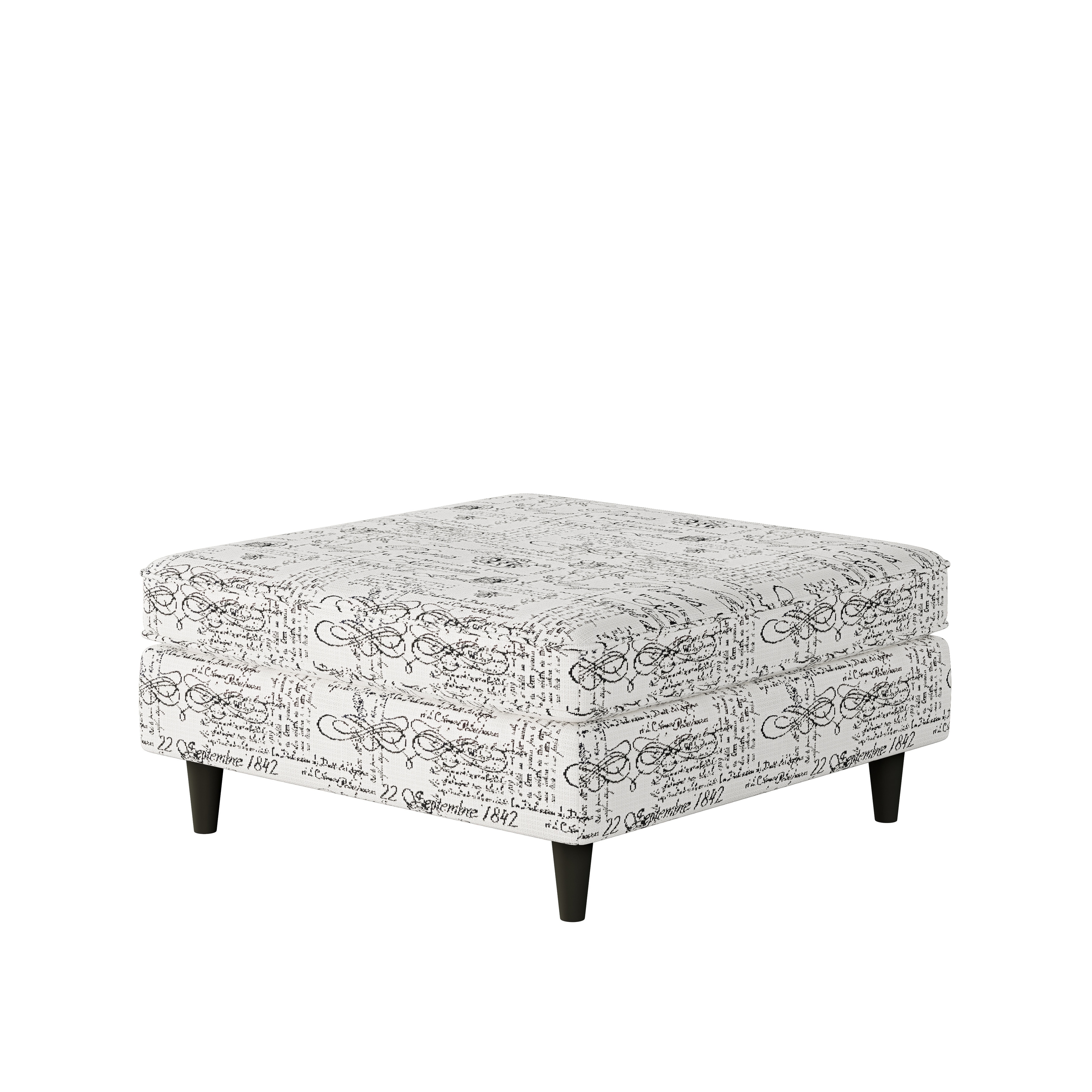 Southern Home Furnishings Francaise Ebony 38 inch Square Padded Cocktail Ottoman