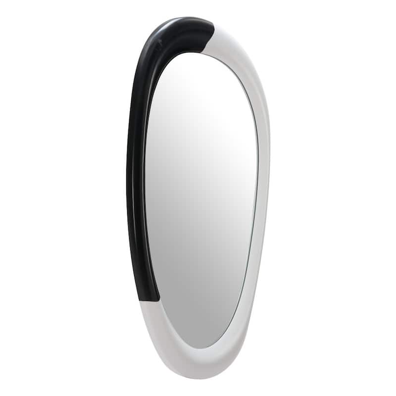 HomeRoots 31" Black And White Steel Oval Geometric Framed Accent Mirror - 20.00 in. x 31.30 in. x 2.00 in.