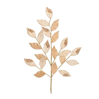Beaded Peach Leaf Spray (Set of 6) - N/A