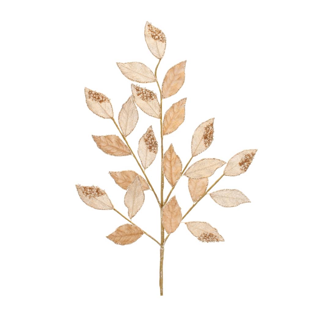 Beaded Peach Leaf Spray (Set of 6) - N/A