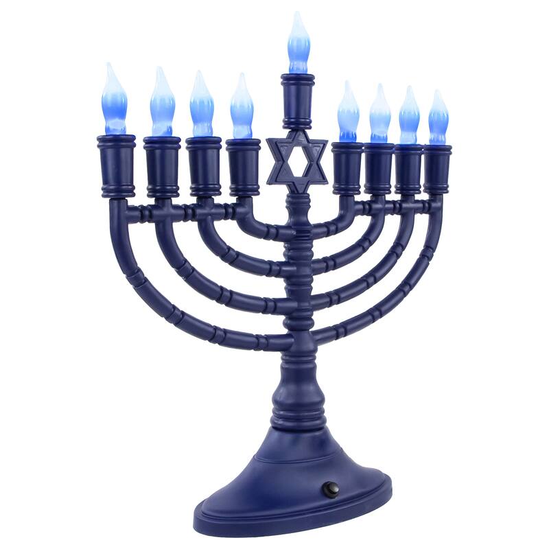 15" Premium Blue Large LED Electric Menorah with Sequential Lighting