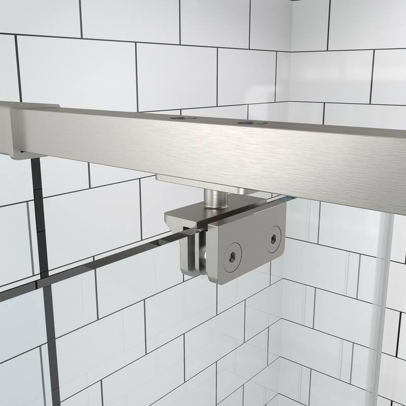 Modland 44-48''W x 71''H Pivot Frame Sliding Shower Door with 1/4"(6mm) Clear SGCC Tempered Glass in Black/Chrome/Nickel