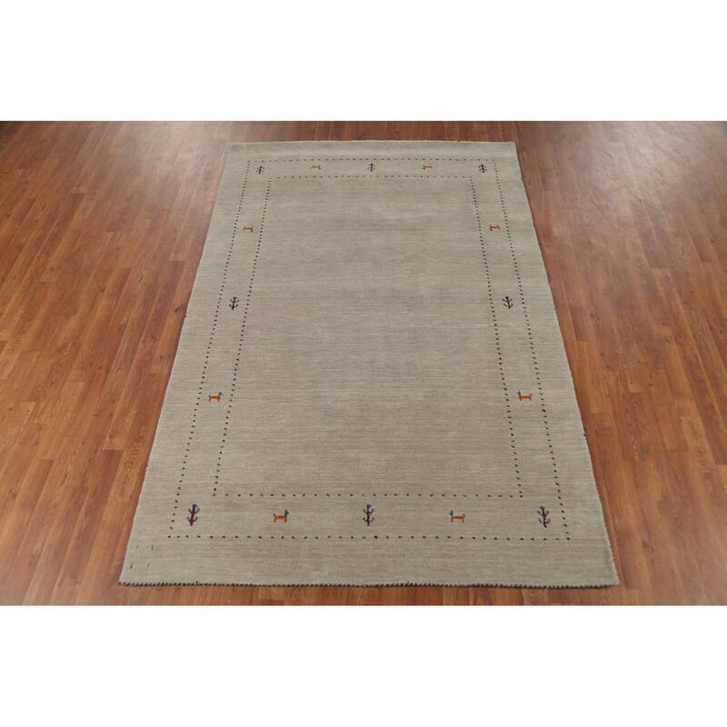 Tribal Gabbeh Oriental Area Rug Handmade Wool Carpet - 5'2"x 7'10"