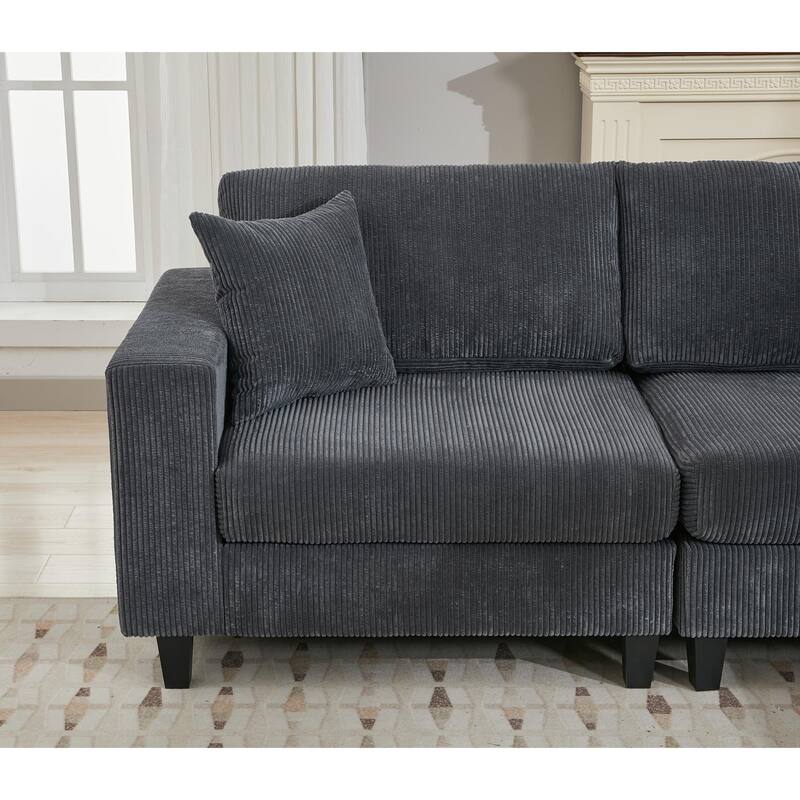 Modular Sectional Sofa for Living Room, Modern Oversized Corduroy Couch with Pillow, 5 Seater L-Shaped Sofas Comfy Couches