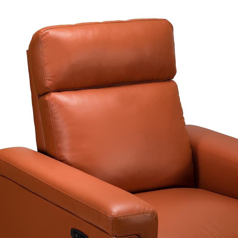 Alicia 34.65" Wide Contemporary Classic Genuine Leather Power Recliner With USB Port, Set of 2