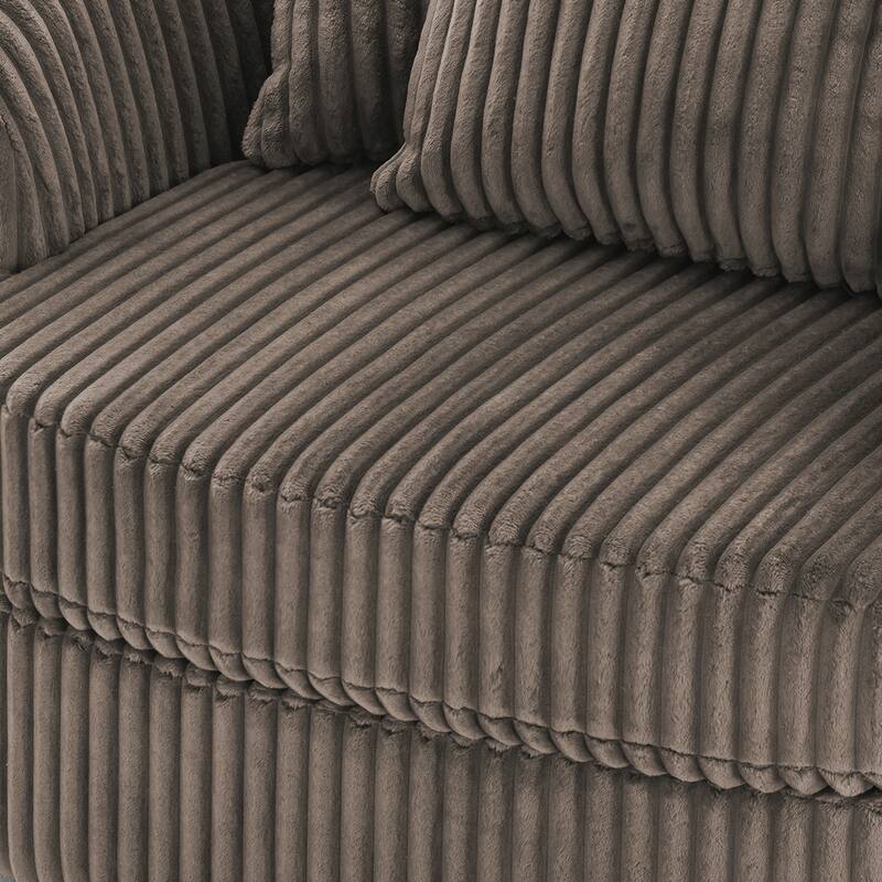 UIXE Oversize 43" Plush Corduroy Swivel Barrel Chair Comfy Accent Chair For Living Room