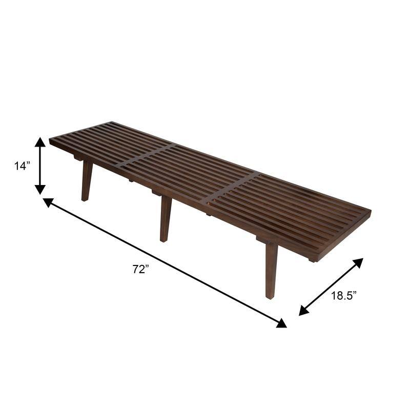 Inwood Solid Wood Entryway Bench with Slatted Seat, Rubberwood Frame, Beech Legs, Indoor Shoe Rack & Storage, Stained Finish