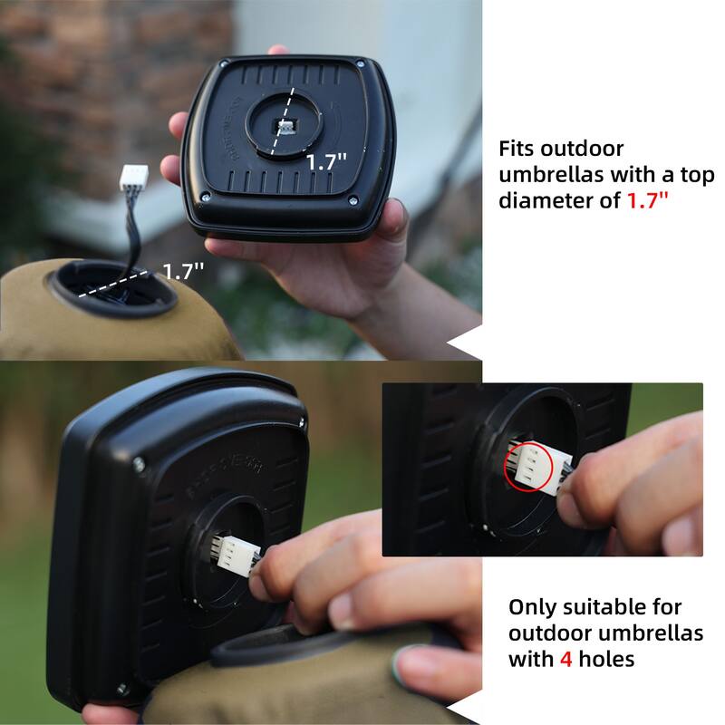 Autlaycil 13 ft Patio Umbrella with 36 Solar Lights & Crank System for Outdoor