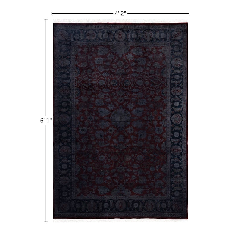Overdyed One-of-a-Kind Hand-Knotted Area Rug - Red - 4' 2" x 6' 1"